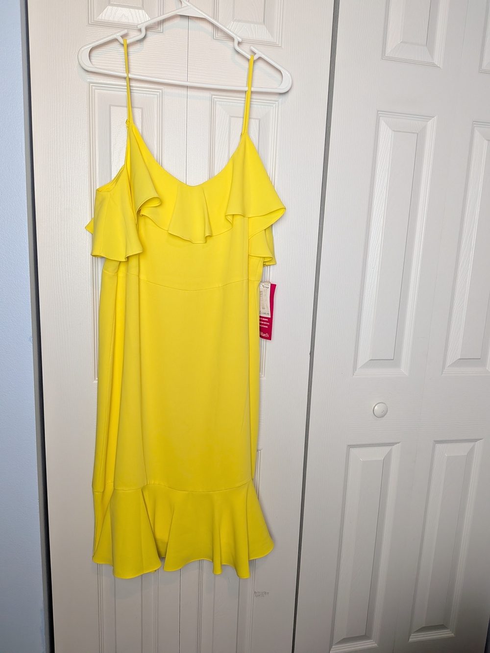 Trina Turk Bright Yellow Ruffle Midi Dress